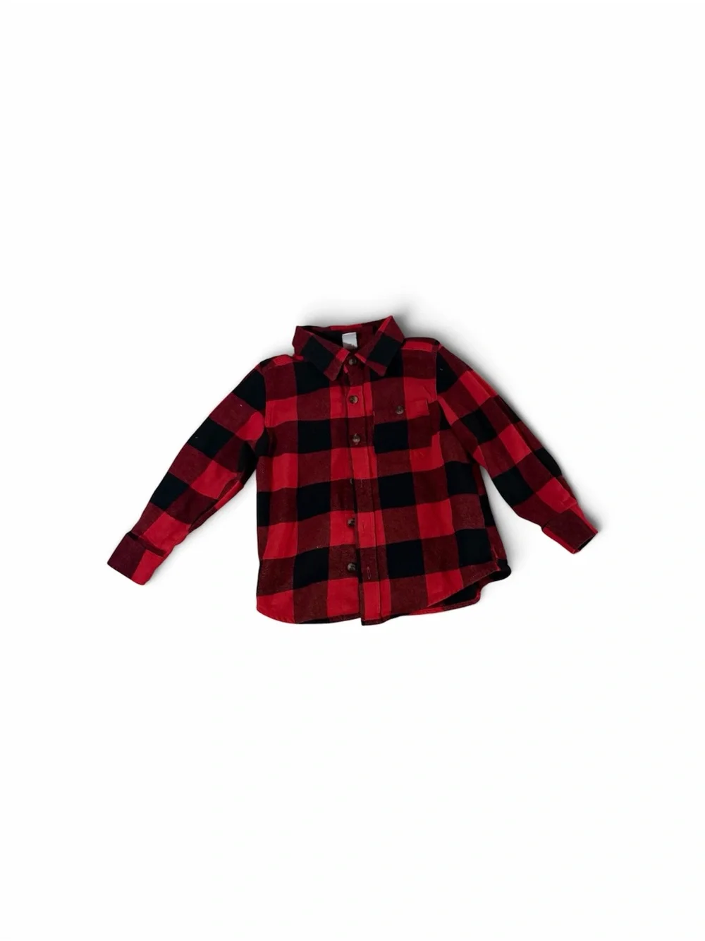 Old Navy Boys Red and Black Plaid Button-Up Shirt